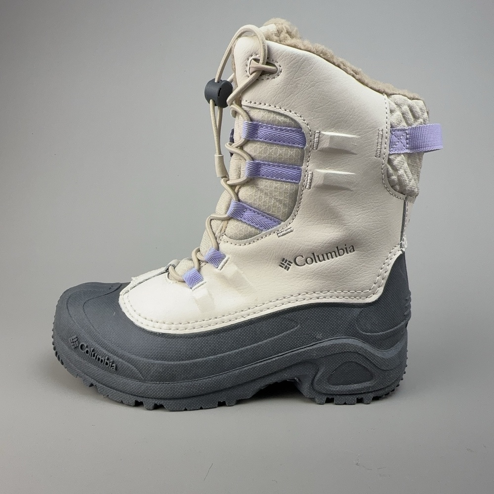Columbia Youth Bugaboot Celsius Winter Snow Boots Size 5 Waterproof Beige Purple